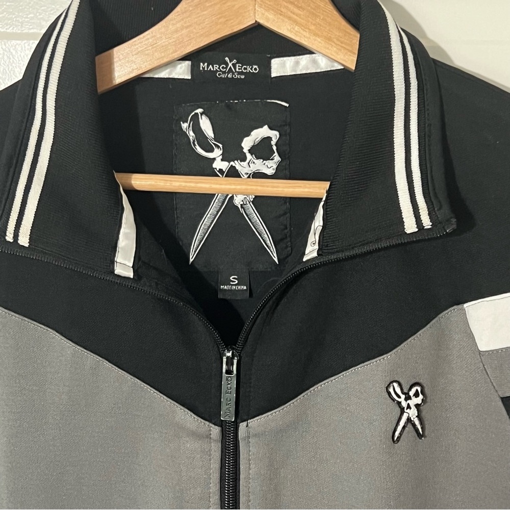 Marc Ecko Zip Up Jacket Size Small Gray Black - image 4